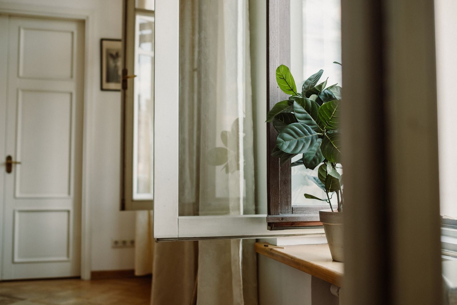 An open window airing a room, the main way to clear new furniture off-gassing