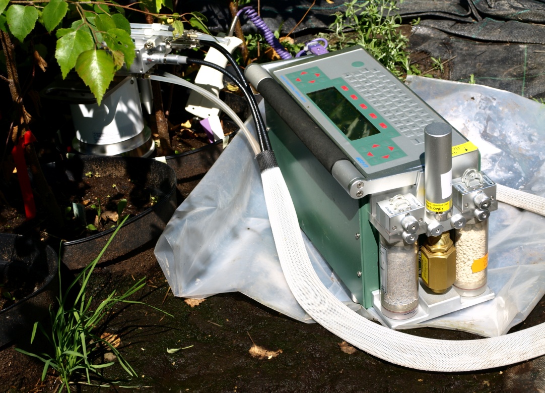 LICOR gas analyser and soil respiration chamber used to measure soil CO₂ efflux during open-air field research