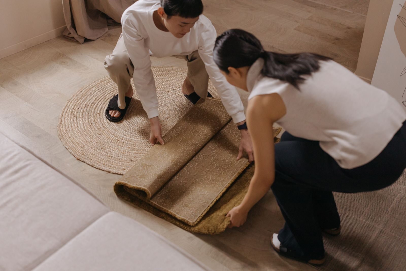 Rolling out a new rug at home